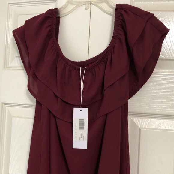 NWT!! Mary & Mabel Dress Size Small Off The Shoulder Maroon Sleeveless Dress - Picture 3 of 10
